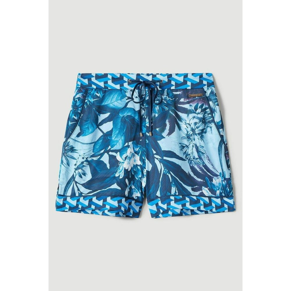 New Karen Millen Tropical Geo Satin Nightwear Short Size 8